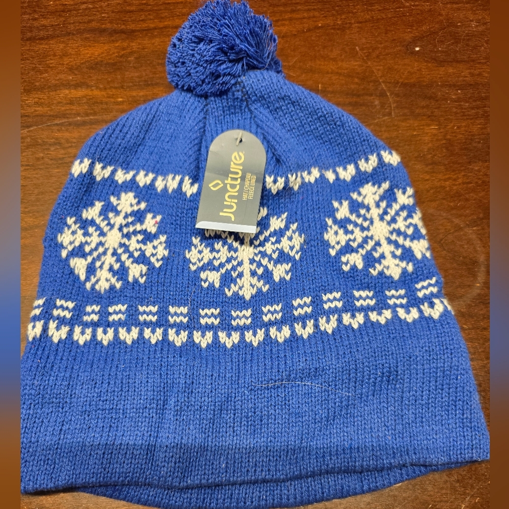 Juncture Blue Snowflake Knit Beanie